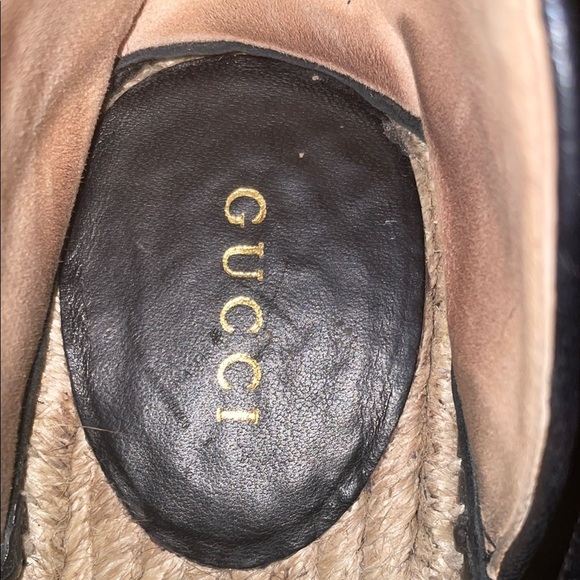 Gucci Black and Gold Espadrille Wedges - Picture 2 of 4